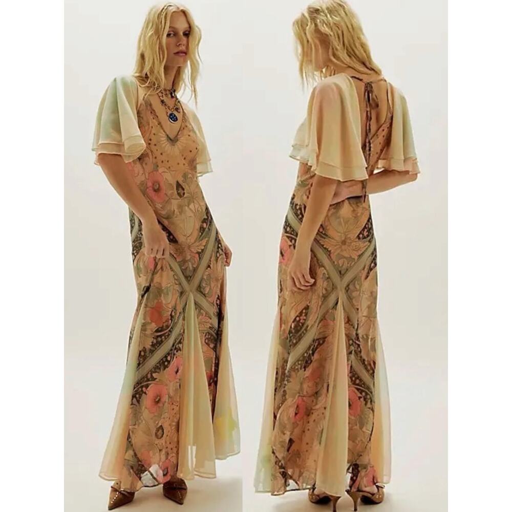 Free People Bohemian Witchy Celestial Nights Maxi Dress in Fairy Combo Medium - Picture 3 of 15